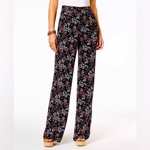 Michael Kors Floral Print Lined High Rise Wide Leg Pants